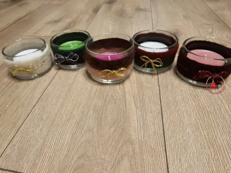 Karácsonyi díszek - mécsesek nemezelt kabátkában3_eredmény